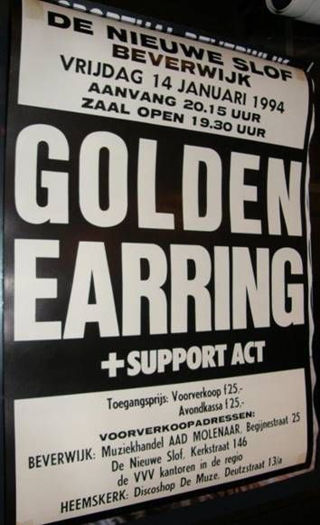 Golden Earring show poster January 14, 1994 Beverwijk - Nieuwe Slof
